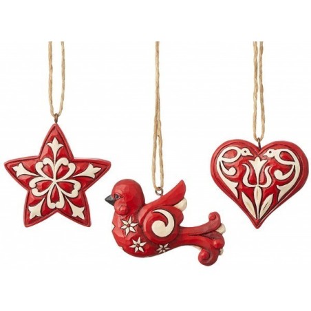 Figurine Jim Shore Suspension Set de 3 pièces Noël Nordiques- Nordic Noel 3 pc Mini Orn Set