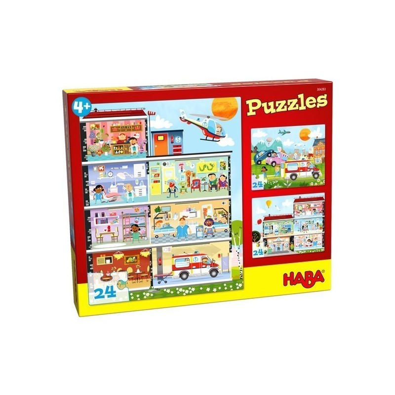 Puzzle HABA - Mon petit hôpital - 3 x 24 Pièces Puzzle HABA - Mon petit hôpital - 3 x 24 Pièces