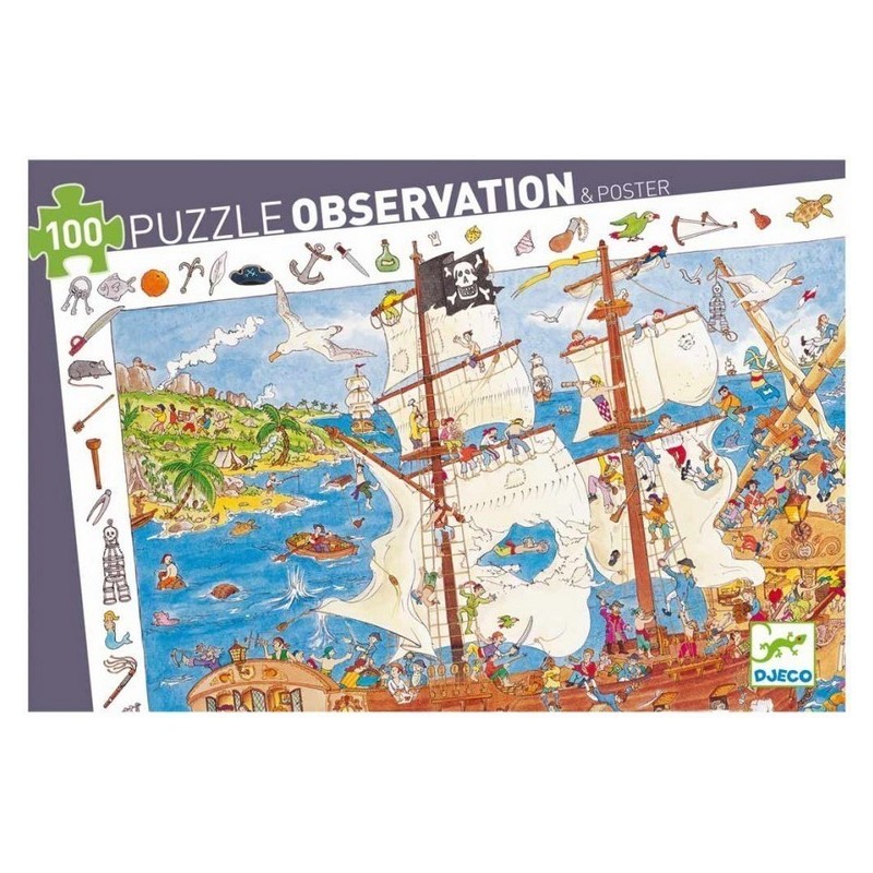 Puzzle Djeco Observation - Les Pirates - 100 pièces Puzzle Djeco Observation - Les Pirates - 100 pièces