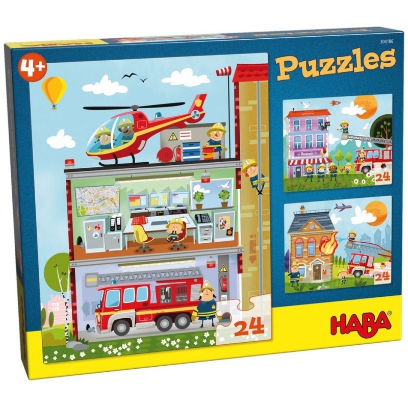 Puzzle HABA - Ma Petite Caserne de Pompiers - 3 x 24 Pièces Puzzle HABA - Ma Petite Caserne de Pompiers - 3 x 24 Pièces