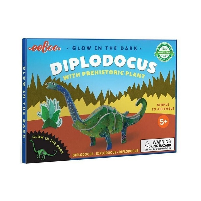 Dinosaures 3D - Diplodocus avec plantes préhistoriques Dinosaures 3D - Diplodocus avec plantes préhistoriques