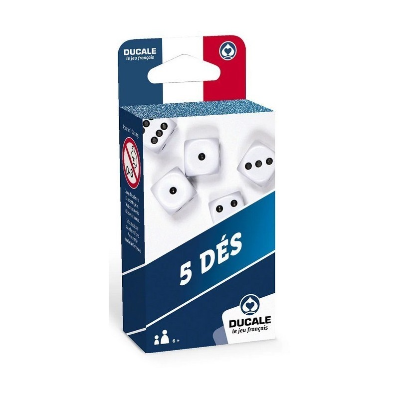Jeux de société - Boite de 5 dés Jeux de société - Boite de 5 dés