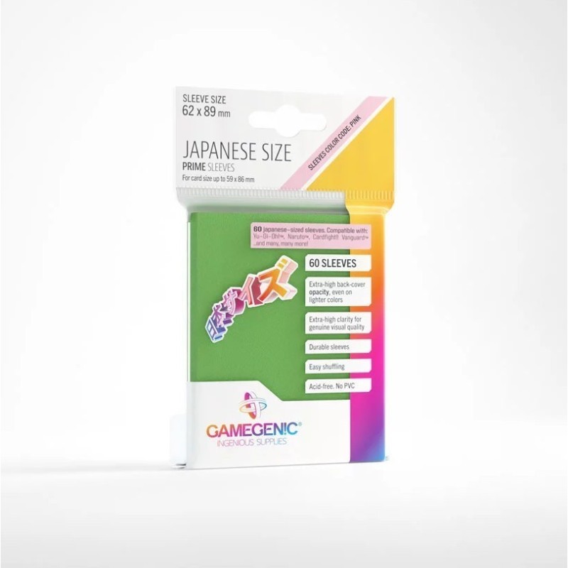 Protège-cartes Gamegenic - 60 Japanese Prime Sleeves - Vert Protège-cartes Gamegenic - 60 Japanese Prime Sleeves - Vert