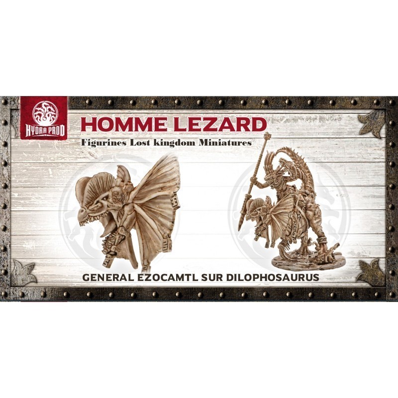 Figurine à peindre : Général Ezocamtl sur Dilophosaurus Figurine à peindre : Général Ezocamtl sur Dilophosaurus