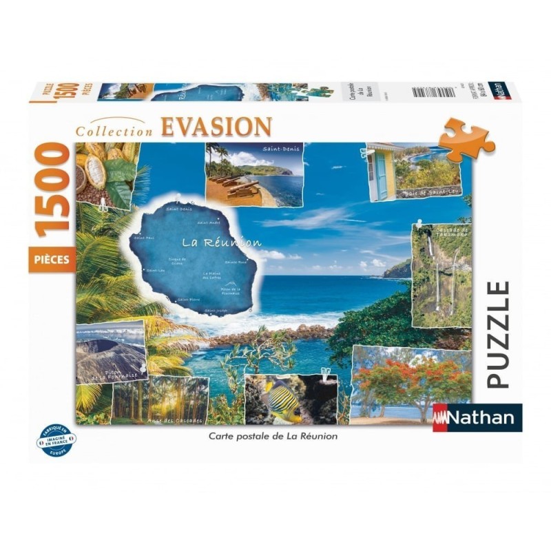 Puzzle 1500 pcs Collection Évasion Carte postale de la Réunion - Nathan Puzzle 1500 pcs Collection Évasion Carte postale de la Réunion - Nathan