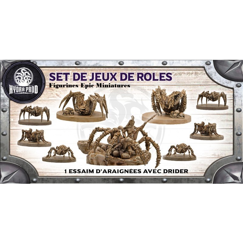 Figurine à peindre : 1 Essaim d'Araignées avec Drider Figurine à peindre : 1 Essaim d'Araignées avec Drider