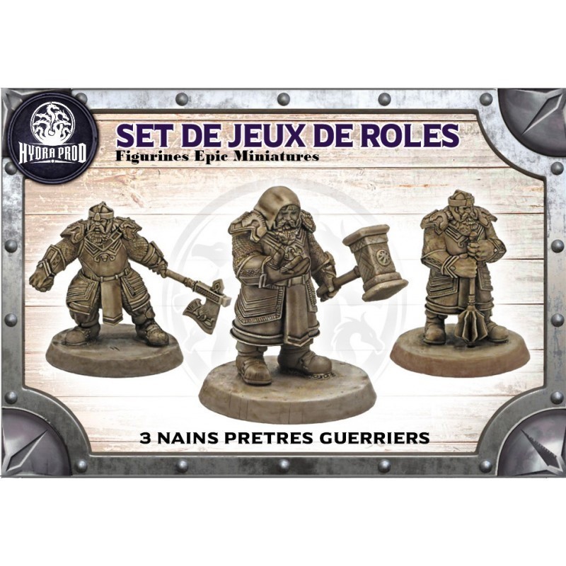 Figurine à peindre : 3 Nains Prêtres Guerriers Figurine à peindre : 3 Nains Prêtres Guerriers