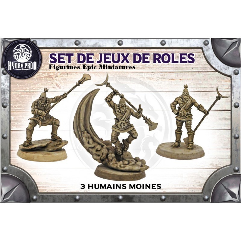 Figurine à peindre : 3 Humains Moines Figurine à peindre : 3 Humains Moines