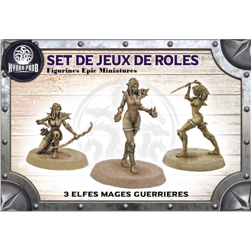 Figurine à peindre : 3 Elfes Mages Guerrières Figurine à peindre : 3 Elfes Mages Guerrières