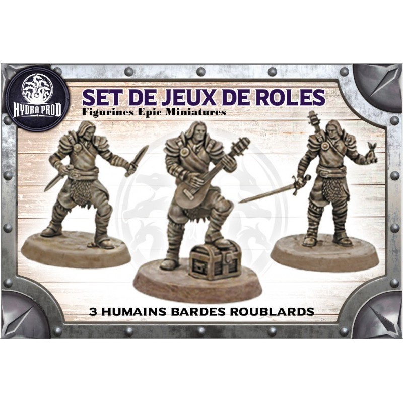 Figurine à peindre : 3 Humains Bardes Roublards Figurine à peindre : 3 Humains Bardes Roublards