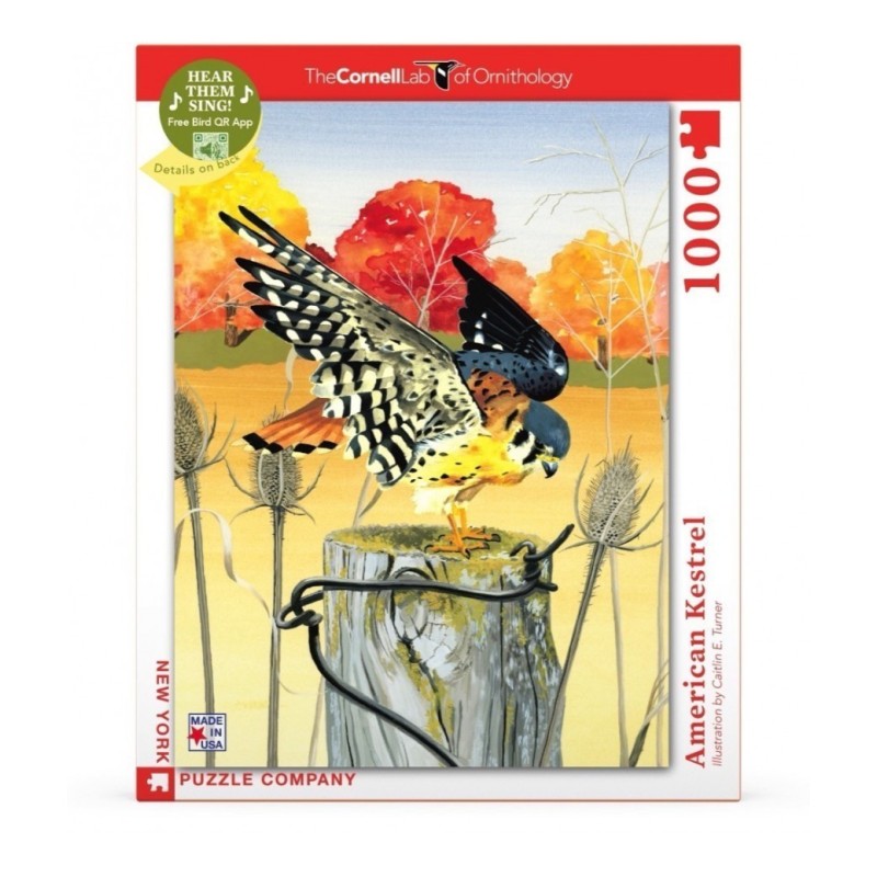 Puzzle New York Puzzle Company - Cornell Lab : American Kestrel - 1000 Pièces Puzzle New York Puzzle Company - Cornell Lab : American Kestrel - 1000 Pièces