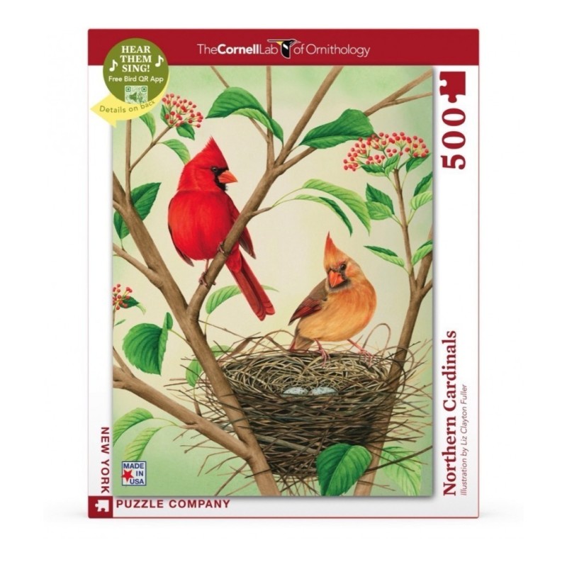 Puzzle New York Puzzle Company - Cornell Lab : Northen Cardinals - 500 Pièces Puzzle New York Puzzle Company - Cornell Lab : Northen Cardinals - 500 Pièces