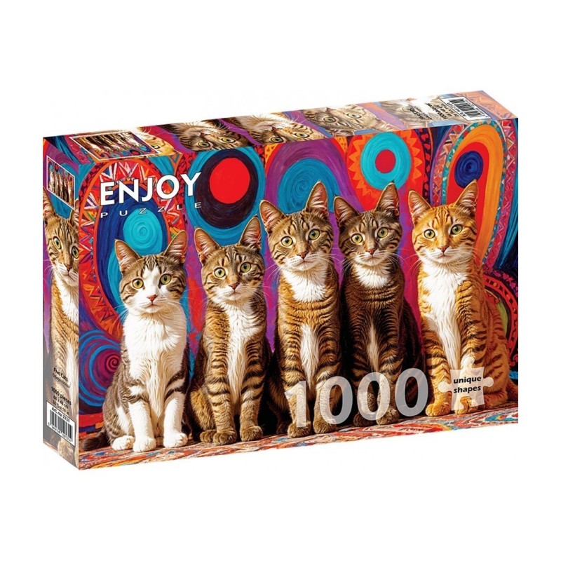 Puzzle Enjoy Puzzle : Five Cats - 1000 Pièces Puzzle Enjoy Puzzle : Five Cats - 1000 Pièces
