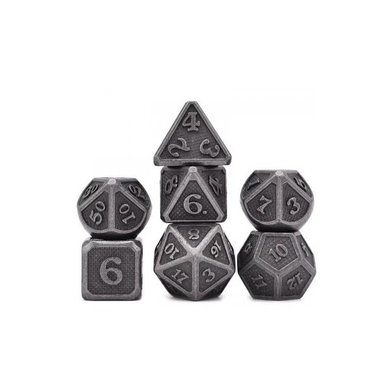 Set de 7 dés en métal - Solid Silver Set de 7 dés en métal - Solid Silver