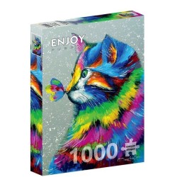 Puzzle Enjoy Puzzle : Bright Cat and Butterfly - 1000 Pièces