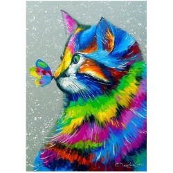 Puzzle Enjoy Puzzle : Bright Cat and Butterfly - 1000 Pièces