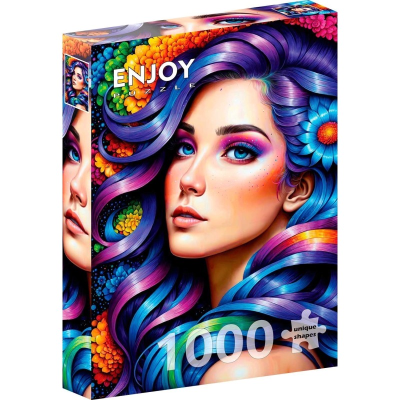 Puzzle Enjoy Puzzle : Rainbow Flower Portrait - 1000 Pièces Puzzle Enjoy Puzzle : Rainbow Flower Portrait - 1000 Pièces