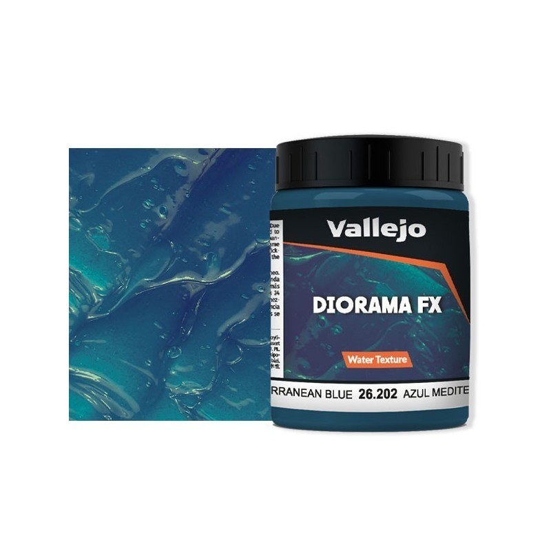 Diorama FX Vallejo Water Texture : Bleu Méditerranéen – Mediterranean Blue Diorama FX Vallejo Water Texture : Bleu Méditerranéen – Mediterranean Blue