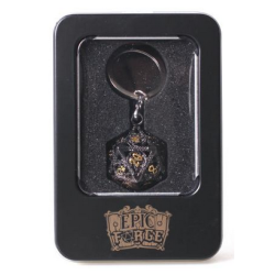 Accessoires - Porte clé - D20 - Avec lot de 7 mini dés métal 5mm dans boite métal