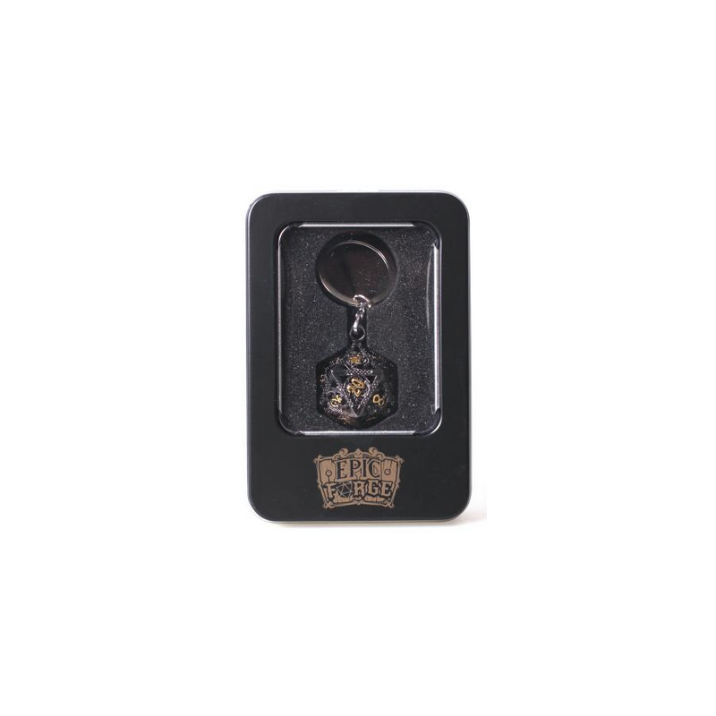 Accessoires - Porte clé - D20 - Avec lot de 7 mini dés métal 5mm dans boite métal Accessoires - Porte clé - D20 - Avec lot de 7 mini dés métal 5mm dans boite métal