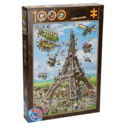 Puzzle Cartoon Collection : Construction de la Tour Eiffel - 1000 Pièces