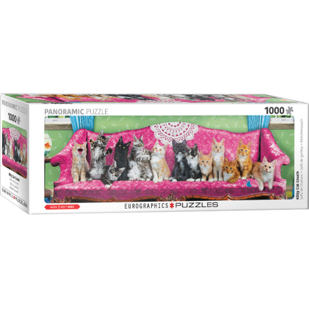 Puzzle Eurographics Panoramique :  Chatons sur un Fauteuil - 1000 Pièces