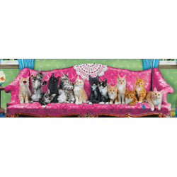 Puzzle Eurographics Panoramique :  Chatons sur un Fauteuil - 1000 Pièces