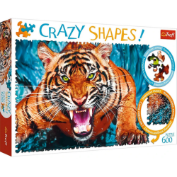 Puzzle Crazy Shapes - Face à un Tigre - 600 Pièces