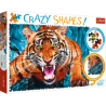 Puzzle Crazy Shapes - Face à un Tigre - 600 Pièces