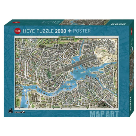 Puzzle Heye : Ville de la Pop : Map Art - 2000 Pièces