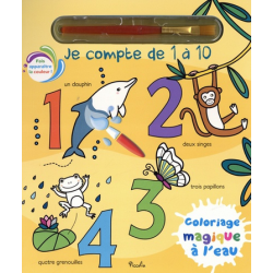 Livre coloriage magique à l'eau avec un pinceau - Je compte de 1 à 10