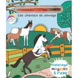 Livre coloriage magique à l'eau avec un pinceau - Les Chevaux et Poneys