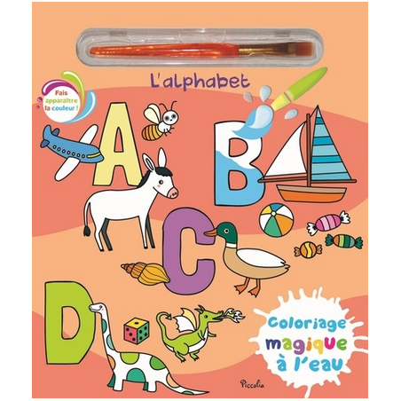 Livre coloriage magique à l'eau avec un pinceau - L'Alphabet