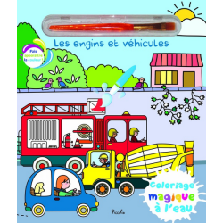 Livre coloriage magique à l'eau avec un pinceau - Les Engins et Véhicules