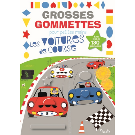 Livre Gommettes - Grosses Gommettes pour petites mains - Les Voitures de Course