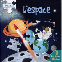 Livre Puzzles Magnétiques : L'espace - 3 puzzles de 16 pièces