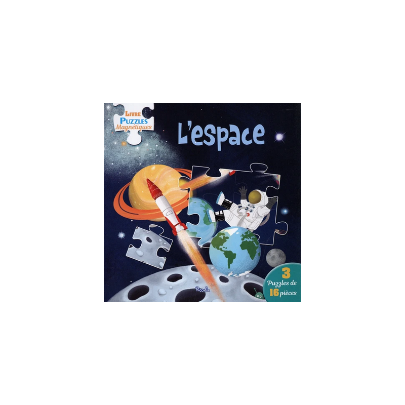 Livre Puzzles Magnétiques : L'espace - 3 puzzles de 16 pièces