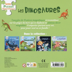 Livre Puzzles Magnétiques : Les Dinosaures - 3 puzzles de 16 pièces