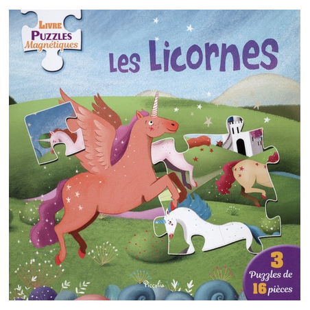 Livre Puzzles Magnétiques : Les Licornes - 3 puzzles de 16 pièces