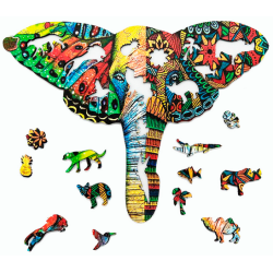 Puzzle en Bois : L’éléphant Aquarelle - 101Pièces