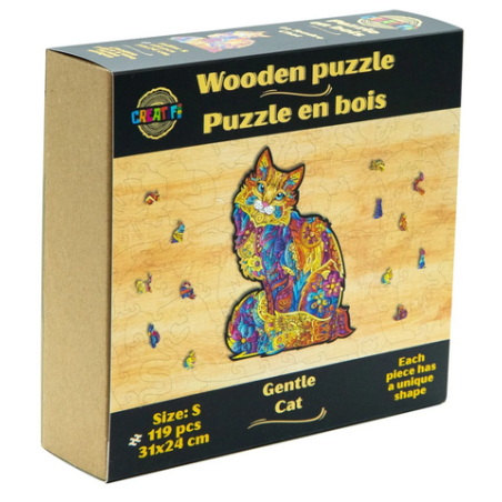 Puzzle en Bois : Le Chat Tendre - 119 Pièces