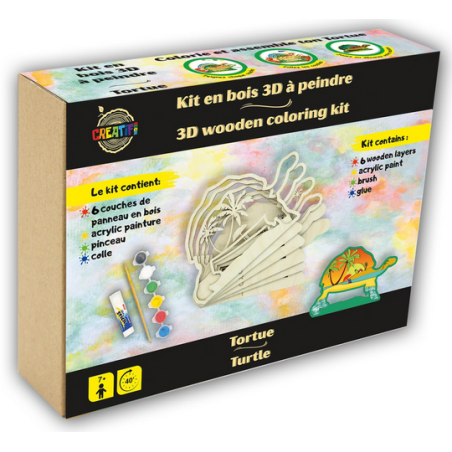 Kit en bois 3D à peindre : Tortue