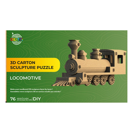 Puzzle-Sculpture 3D en carton : Locomotive - 76 Pièces