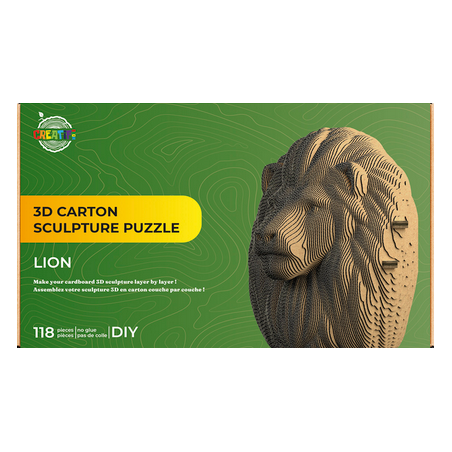 Puzzle-Sculpture 3D en carton : Lion - 118 Pièces