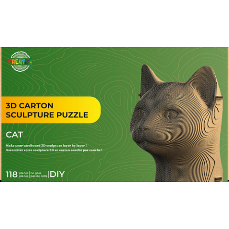 Puzzle-Sculpture 3D en carton : Chat - 118 Pièces