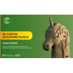 Puzzle-Sculpture 3D en carton : Licorne - 67 Pièces