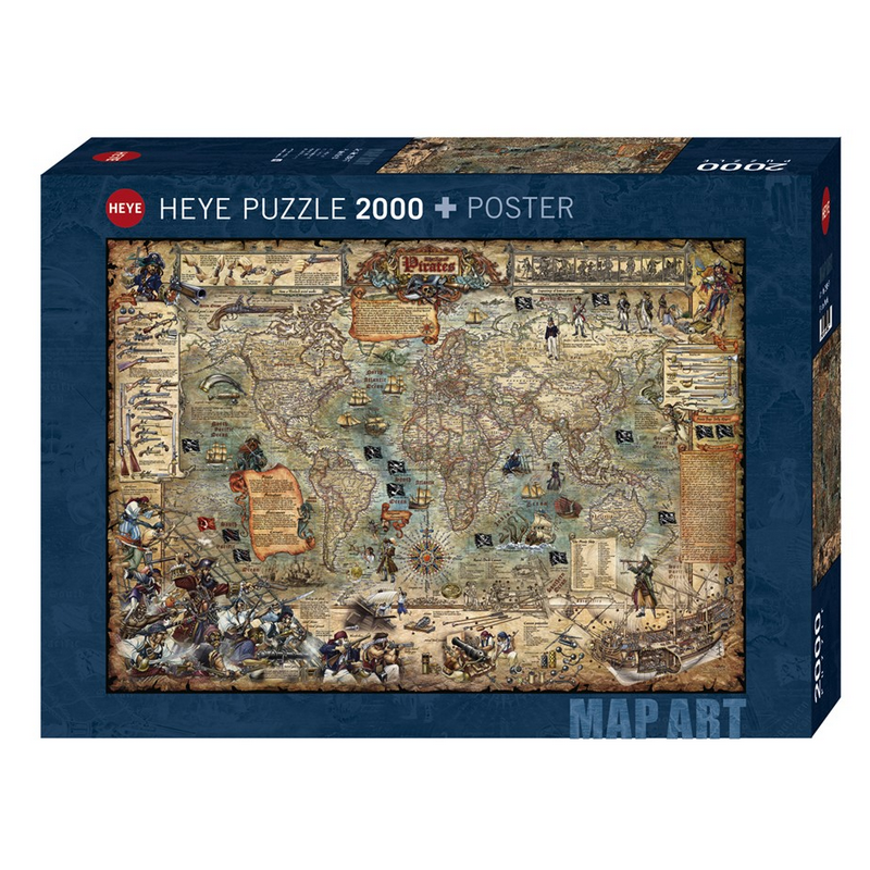 Puzzle : Map Art Pirate World de Rajko Zigic - 2000 Pièces Puzzle : Map Art Pirate World de Rajko Zigic - 2000 Pièces