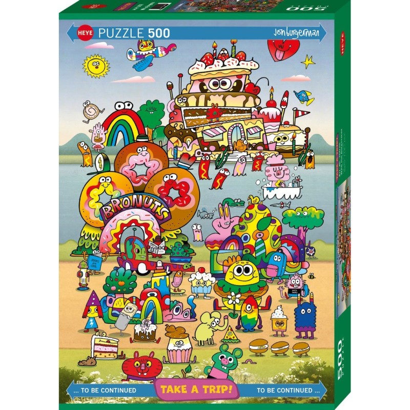 Puzzle Heye - Take A Trip With Jon Burgerman - 500 pièces Puzzle Heye - Take A Trip With Jon Burgerman - 500 pièces