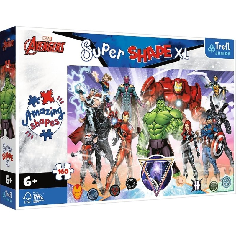 Puzzle Trefl Junior - Avengers Courageux - 160 Pièces Super Shape XL Puzzle Trefl Junior - Avengers Courageux - 160 Pièces Super Shape XL