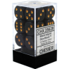 Dés - Chessex - Set de 12 Dés - À 6 Faces Couleur - Opaque : Noir/Or